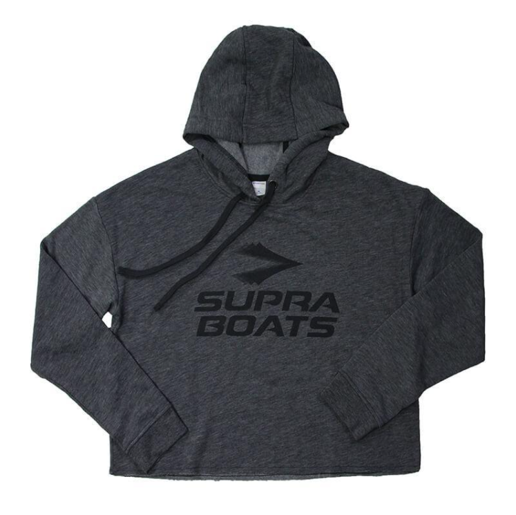 Supra Ladies Cropped Hoodie - Dark Grey Heather